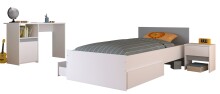 Jugendzimmer-Set >Pirouette 27< in Weiss mit drehbarem Elementen in Rosa / Grau