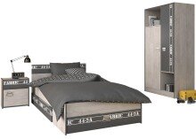 Jugenzimmer-Set >Fabric 2< in Esche Dekor Grau Loft...