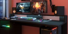 Jugendzimmer-Set >Fabric 22< in Esche Dekor Grau Loft - mit Deko Prin, Gaming LED Schreibtisch