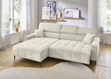 Wohnlandschaft >Stanislaw< elektr. Sitztiefenverstellung, feiner Cord creme - 256x100x180 (BxHxT)