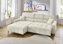 Wohnlandschaft >Stanislaw< elektr. Sitztiefenverstellung, feiner Cord creme - 256x100x180 (BxHxT)