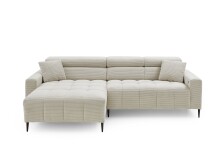 Wohnlandschaft >Stanislaw< elektr. Sitztiefenverstellung, Cord taupe - 256x100x180cm (BxHxT)