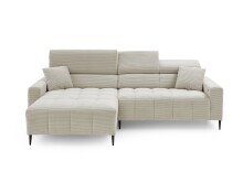 Wohnlandschaft >Stanislaw< elektr. Sitztiefenverstellung, Cord taupe - 256x100x180cm (BxHxT)