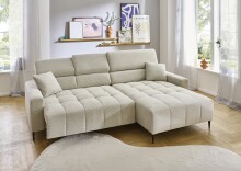 Wohnlandschaft >Stanislaw< elektr. Sitztiefenverstellung, Cord taupe - 256x100x180cm (BxHxT)