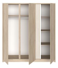 Schlafzimmer Set >Escale 23< Bett 203x217cm, Kleiderschrank, in Japanischer Eiche Nachbildung