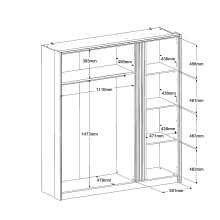 Schlafzimmer Set >Escale 23< Bett 203x217cm, Kleiderschrank, in Japanischer Eiche Nachbildung
