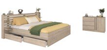 Schlafzimmer-Set >Escale 25< Bett 203x217cm, Kommode, in Japanische Eiche Nachbildung