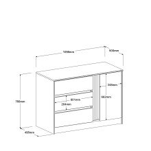 Schlafzimmer-Set >Escale 25< Bett 203x217cm, Kommode, in Japanische Eiche Nachbildung