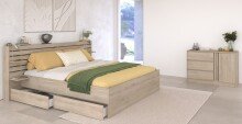 Schlafzimmer-Set >Escale 25< Bett 203x217cm, Kommode, in Japanische Eiche Nachbildung