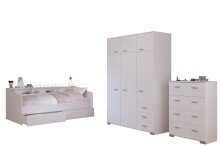 Jugendzimmer-Set >Sleep 41< 4-teilig, Bett, Schübe, Kleiderschrank, Kommode, in Weiß