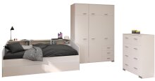 Jugendzimmer-Set >Sleep 41< 4-teilig, Bett, Schübe, Kleiderschrank, Kommode, in Weiß