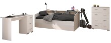 Jugendzimmer-Set >Sleep 44< 4-teilig, Bett, Schübe, Kommode, Schreibtisch, in Weiß