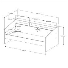 Jugendzimmer-Set >Sleep 44< 4-teilig, Bett, Schübe, Kommode, Schreibtisch, in Weiß