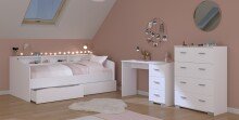 Jugendzimmer-Set >Sleep 44< 4-teilig, Bett, Schübe, Kommode, Schreibtisch, in Weiß