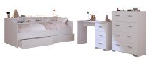 Jugendzimmer-Set >Sleep 44< 4-teilig, Bett, Schübe, Kommode, Schreibtisch, in Weiß