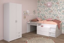 Jugendzimmer-Set >Milky 14< 2-teilig, Bett, Kleiderschrank, in Weiss / Grey Loft