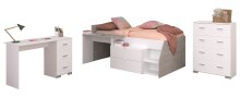 Jugendzimmer-Set >Milky 15< 3-teilig, Bett, Kommode, Schreibtisch, in Weiss / Grey Loft