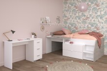 Jugendzimmer-Set >Milky 17< 2-teilig, Bett, Schreibtisch, in Weiss / Grey Loft