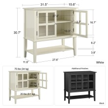 Kommode >Ragnhild< in Schwarz, Glas, MDF, Farbe, Holz - 79x77x39cm (BxHxT)