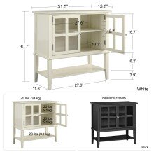 Kommode >Ragnhild< in Schwarz, Glas, MDF, Farbe, Holz - 79x77x39cm (BxHxT)