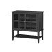 Kommode >Ragnhild< in Schwarz, Glas, MDF, Farbe, Holz - 79x77x39cm (BxHxT)