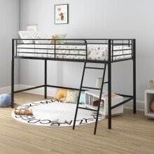 Hochbett >Tore< in Schwarz, Metall - 207x129x130cm (BxHxT)