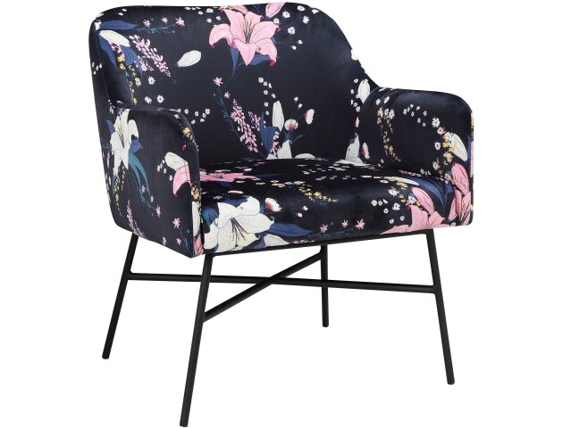 Stuhl >Kaj< in Blau, Samt/Metall - 64x76x62cm (BxHxT)