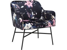 Stuhl >Kaj< in Blau, Samt/Metall - 64x76x62cm (BxHxT)