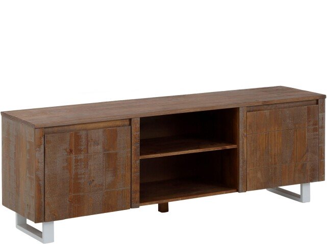 TV-Bank >Ludvig< in Braun, Kiefer/Metall - 160x55x40cm (BxHxT)