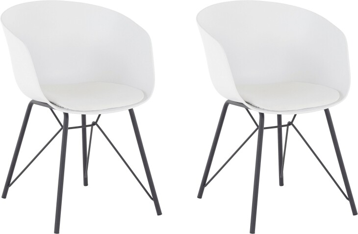 Esszimmerstuhl 2er-Set >Freja< in Weiß, Kunststoff/PU - 54x78x53cm (B/H/T)