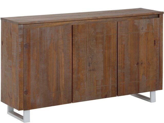 Kommode >Ludvig< in Braun, Kiefer/Metall - 140x80x35cm (BxHxT)