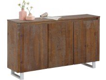 Kommode >Ludvig< in Braun, Kiefer/Metall - 140x80x35cm (BxHxT)
