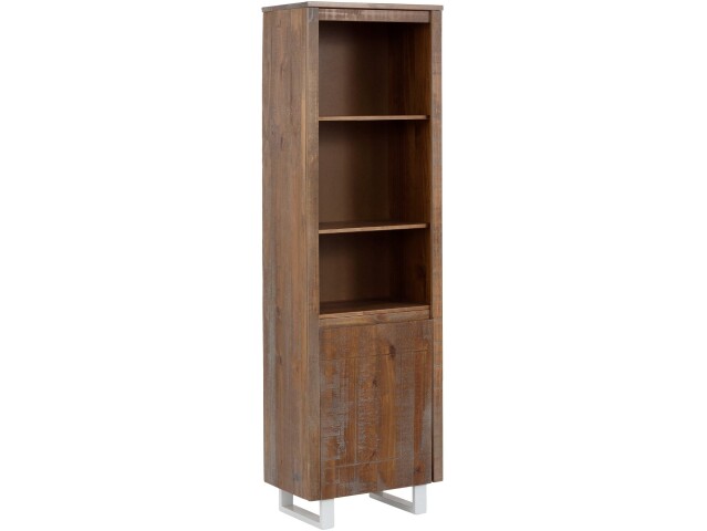 Bücherregal >Ludvig< in Braun, Kiefer/Metall - 55x180x35cm (BxHxT)