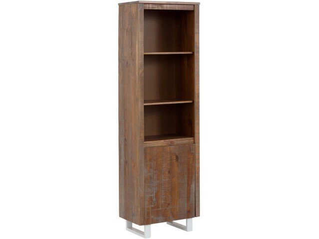 Bücherregal >Ludvig< in Braun, Kiefer/Metall - 55x180x35cm (BxHxT)