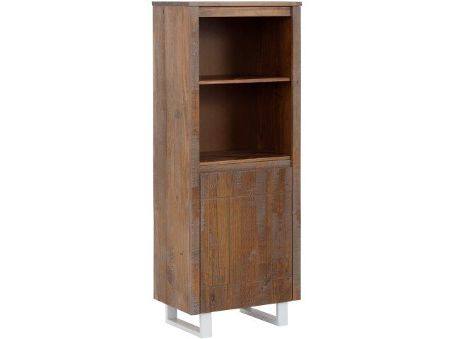 Bücherregal >Ludvig< in Braun, Kiefer/Metall - 55x140x35cm (BxHxT)