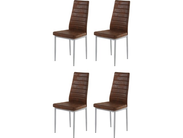 Esszimmerstuhl 4er-Set >Hillevi< in Braun, Mikrofaser - 42x98x53cm (B/H/T)