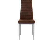 Esszimmerstuhl 4er-Set >Hillevi< in Braun, Mikrofaser - 42x98x53cm (B/H/T)