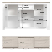 Sideboard >ELARA< in Weiss Matt / Bianco Eiche  - 161,4x95,7x42,2cm (BxHxT)