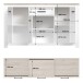 Sideboard >ELARA< in Weiss Matt / Bianco Eiche  - 161,4x95,7x42,2cm (BxHxT)