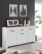 Sideboard >ELARA< in Weiss Matt / Bianco Eiche  - 161,4x95,7x42,2cm (BxHxT)