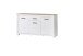Sideboard >ELARA< in Weiss Matt / Bianco Eiche  - 161,4x95,7x42,2cm (BxHxT)