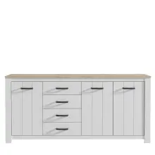 Kommode >ELARA< in Weiss Matt/ Bianco Eiche -...