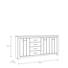 Kommode >ELARA< in Weiss Matt/ Bianco Eiche - 206x95,7x42,2cm (BxHxT)