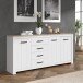 Kommode >ELARA< in Weiss Matt/ Bianco Eiche - 206x95,7x42,2cm (BxHxT)