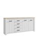 Kommode >ELARA< in Weiss Matt/ Bianco Eiche - 206x95,7x42,2cm (BxHxT)