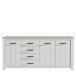 Kommode >ELARA< in Weiss Matt/ Bianco Eiche - 206x95,7x42,2cm (BxHxT)