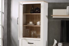 Vitrine >ELARA< in Weiss Matt/Bianco Eiche - 76,9x185,5x42,2 (BxHxT)