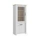 Vitrine >ELARA< in Weiss Matt/Bianco Eiche - 76,9x185,5x42,2 (BxHxT)