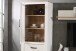 Vitrine >ELARA< in Weiss Matt/Bianco Eiche - 76,9x185,5x42,2 (BxHxT)