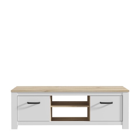 TV-Schrank >ELARA< in Weiss Matt/ Bianco Eiche - 161,4x54,1x42,2 (BxHxT)
